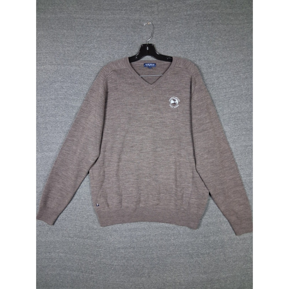 Peter Millar Mens Sweater XL‎ Brown Knit Merino Wool Pebble Beach Golf Links
